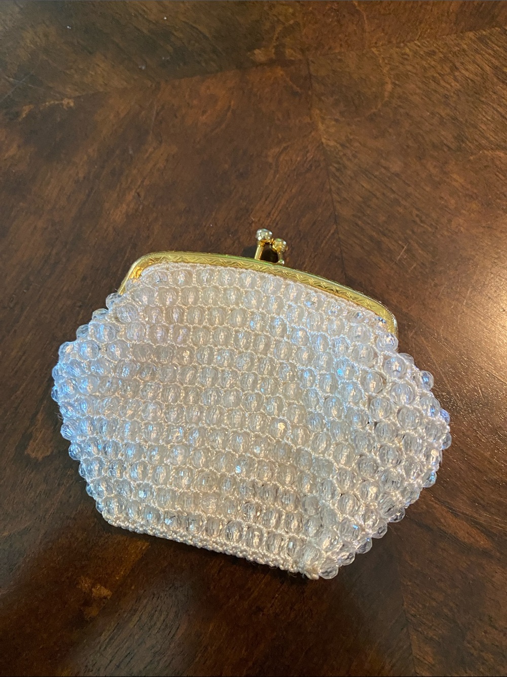 Vintage KGA Hong Kong Beaded Ivory Coin Purse